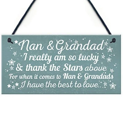 Image of RED OCEAN Best Nan And Grandad Gift Home Hanging Plaque Grandparent Sign Keepsake THANK YOU From Grandchildren