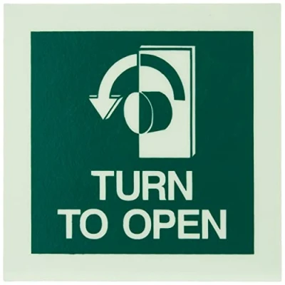 Image of Glow In The Dark Turn To Open Left Sign 100mm x Rigid Plastic