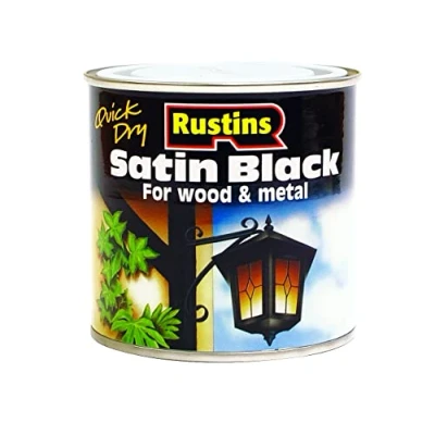Image of Rustins Quick Dry Satin Black Paint 250ml Effortless Application for a Smooth, Professional Finish Perfect DIYers Seeking Fast Results, Elegance, and Durability on Interior &amp; Exterior Surfaces