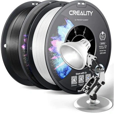 Image of Creality PETG Filament 1.75mm, 3D Printer 2KG(4.4lbs), Printing High Precision, Strong Toughness, Odorless, Better Flow, Dimensional Accuracy +/ 0.02 mm, Black+White