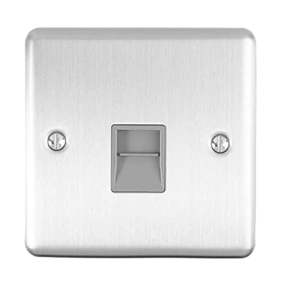 Image of Enhance Decorative Telephone Slave Satin Stainless Finish With Grey Trim