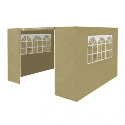 Image of Dellonda Premium Gazebo/Marquee Side Walls/Doors/Windows, Fits 3 x 3m Models Beige
