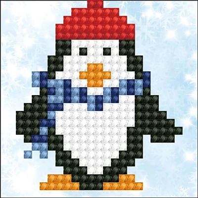 Image of DIAMOND DOTZ Painting, Beginner Kit, Penguin Waddle, 7.6 x 7.6cm