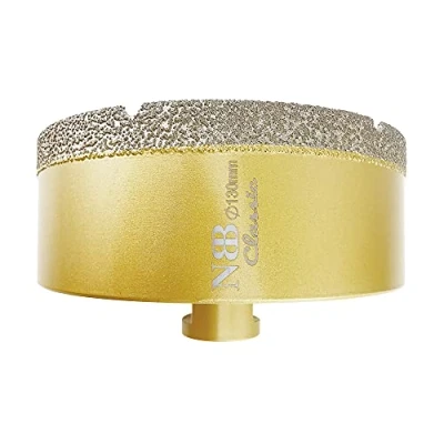 Image of NBB vacuum brazed diamond hole saw with M14, Classic Golden type, drill bit for dry or wet drilling professionally on hard porcelain, ceramic, tile, granite,marble,for angle grinder(1, 130mm)