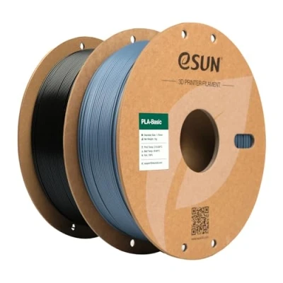 Image of eSUN PLA Filament 1.75mm, Basic 3D Printer Dimensional Accuracy +/ 0.05mm, 1KG per Spool, 2 Spools Printing Filament,Grey and Black