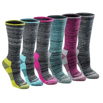 Image of Dickies Women&#039;s Dri tech Fashion Moisture Control Crew Socks, Available in S XL (5, 6, 12, Black Heathered (6 Pairs), Small (Pack of 12)