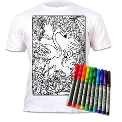 Image of Splat Planet Colour in Flamingo T Shirt with 6 Non Toxic Washable Magic Pens and Wash Out (5 Years)