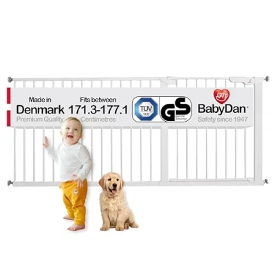 Image of BabyDan Extra Wide / Hallway Pressure Fit Safety Gate, 171.3 177.1 cm 67.4 69.7 Inch, 9.4 kg