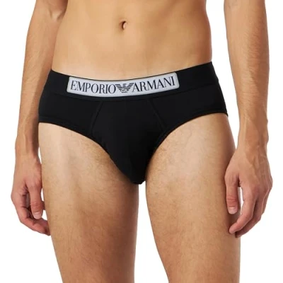 Image of Emporio Armani Men&#039;s Brief Logo Label Boxer, Black, M
