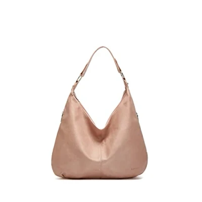 Image of Ashioup Hobo Bags for Women Soft PU Leather Shoulder Bag Vintage Slouchy Handbag with Zipper, Baby Pink, One Size