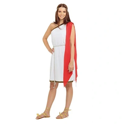 Image of White &amp; Red Greek Goddess Costume (Adult Size) 1 Set Perfect for Ancient Times Themed Events Parties