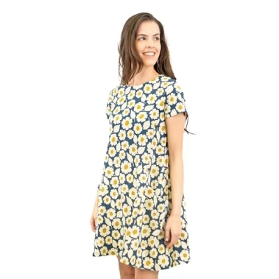Image of Seasalt Womens Floral Short Sleeve Loose Casual Longline Tunic Tops Dresses (8) Multi
