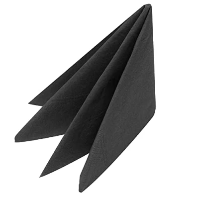 Image of Swantex Black Napkins 40cm 3ply Pack of 100 Disposable Napkins, Party Paper Dinner