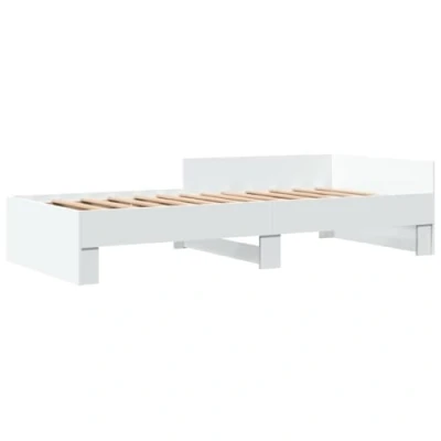 Image of vidaXL Bed Frame Home Bedstead Base Single, White, Engineered Wood, 90x190 cm, Modern Bedroom Furniture