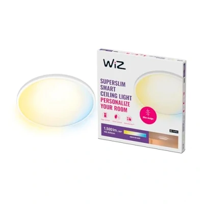 Image of WiZ Superslim Tunable White Ceiling Light [16W White] WiFi Connected LED Lighting for Livingroom, Bedroom, and Home.