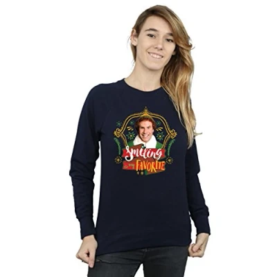 Image of Elf Women&#039;s Buddy Smiling Sweatshirt Large Navy Blue