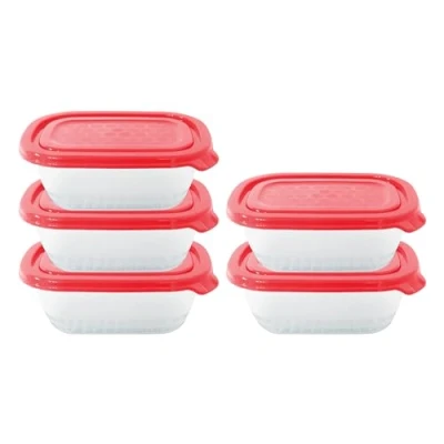 Image of Neez Small Food Containers with Lids (5 Pack, 500ml) BPA Free Plastic Storage Stackable, Microwavable, and Freezer Safe Boxes for Meal Prep Fridge Organization