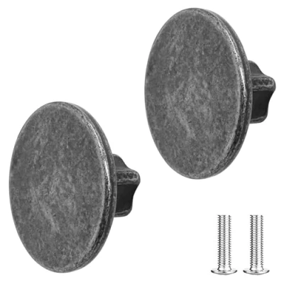 Image of Decoranddecor Vesta 40mm Round Kitchen Cabinet Furniture Knob Zinc Alloy (2 Pack, Antique Silver)