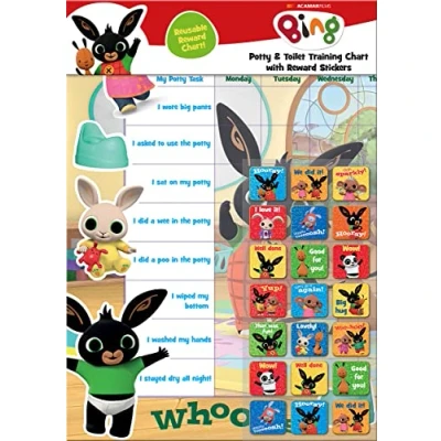 Image of Paper Projects 01.70.30.014 Bing Potty &amp; Training Reward Chart and Reusable Stickers, 29.7cm x 42cm