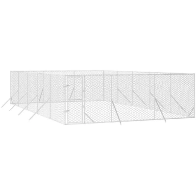 Image of vidaXL Outdoor Dog Kennel Silver 6x10x2 m Galvanised Steel