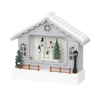 Image of Christmas Workshop LED House Water Scene With Snowman