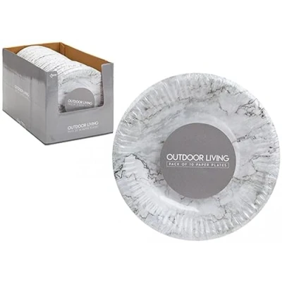 Image of Modern Marble Disposable Paper Plates 7&quot; (Pack of 10) Luxurious Design &amp; Premium Quality Perfect For Upscale Events Parties