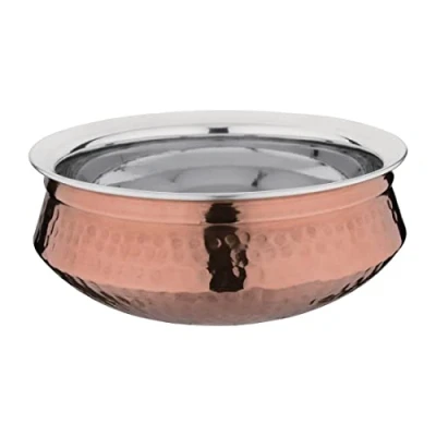 Image of Olympia Medium Handi Copper Serving Dish 150mm Double Walled, Durable, Wide Rim, Home Restaurant Café Buffet Display Rice Curry Food Pot