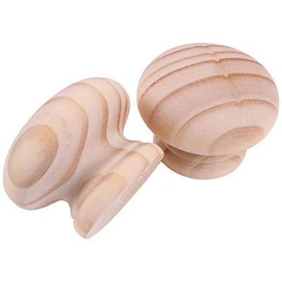 Image of 2X Pine Door Knobs 50mm Large Pre Drilled Unstained Natural Wood