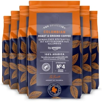 Image of by Amazon Colombian Roast and Ground Coffee, Medium Roast, 1.36 kg (6 Packs of 227 g)