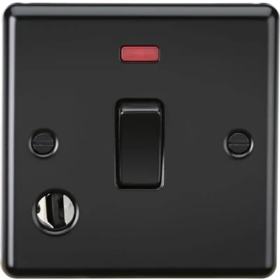 Image of Knightsbridge 20A 1G DP Switch with Neon &amp; Flex Outlet Matt Black