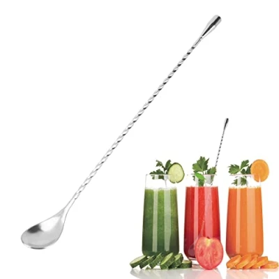 Image of TOPINCN Mixing Spoon Wine Cocktail Shaker Long Handle Layering Tool Bar Twisted Spiral