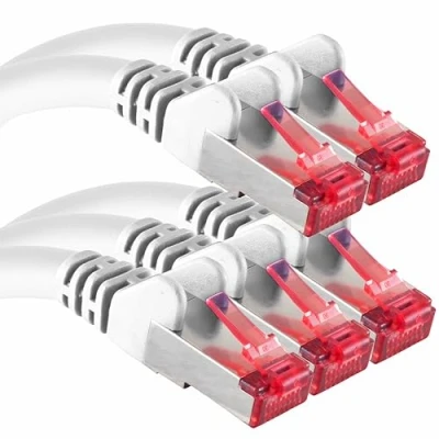 Image of 1aTTack.de CAT6 network cable 5x 0.5m shielding SFTP CAT.6 RJ45 patch Ethernet DSL LAN router switch modem panel white 5 pieces