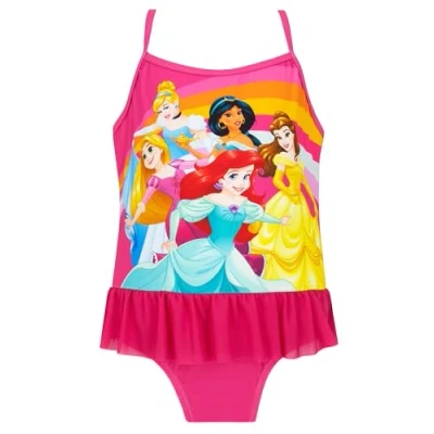 Image of Disney Swimming Costume for Girls Princess Jasmine Ariel and Cinderella Swimsuit Girls&#039; One Piece Swimsuits Pink 4 5 Years