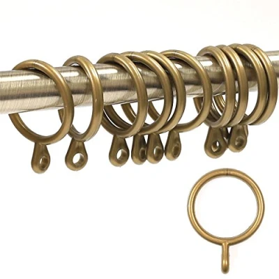 Image of White Hinge 20x Plastic Antique Brass Style Curtain Rod Rings 25mm Inner Diameter