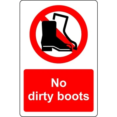 Image of No dirty boots sign 1mm Plastic (150mm x 100mm)