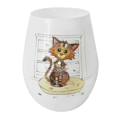 Image of Lesser &amp; Pavey Ceramic Stemless Cup Tumbler Lovely Wine Gifts for Women Men Kimba Kitten Drawing Drinkware Microwaveable Mug Bug Art