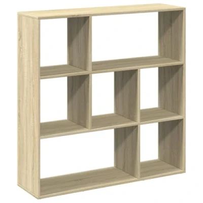 Image of vidaXL Room Divider Bookcase/Brown Engineered Wood Bookshelf with 7 Compartments for Living Room, Bedroom, or Study 102x29x103.5 cm
