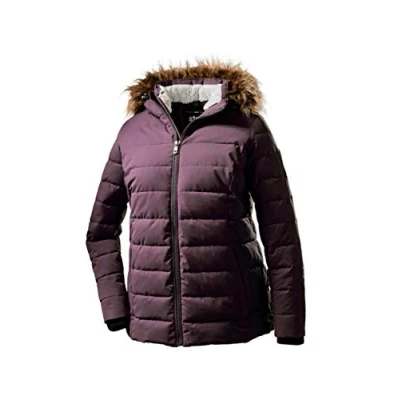 Image of STOY Women&#039;s WMN Quilted Jacket in Down Look with Zip off Hood, Aubergine, 48
