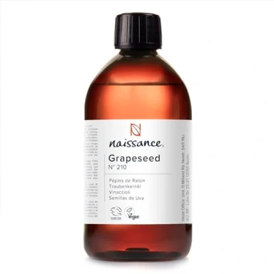 Image of Naissance Grapeseed Oil (No. 210) 450ml Natural Moisturiser and Conditioner Ideal for Hair, Skin, Massage, Face, Beard Aromatherapy