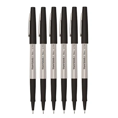Image of Paper Mate Flair Fineliner Pens Ultra Fine Point 0.4mm Black Ink Pack of 6