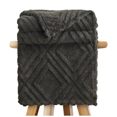 Image of GC GAVENO CAVAILIA Large Sherpa Fleece Blanket Throw Fluffy Throws For Sofas, Bed, Armchair Jacquard Pattern King Size Thermal, Snuggle, Cosy Blankets and Black