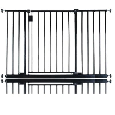 Image of Safetots Extra Wide Hallway Gate, 109cm 115cm, Black, Pressure Fit Baby Safety Barrier for Hallways and Spaces, Easy Installation