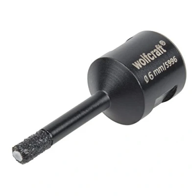 Image of wolfcraft “Ceramic Diamond Coated Annular Bit, For Angle Grinders, Ø 6 mm I 5996000 installing bathroom fittings and cable bushings in tiles or glazed