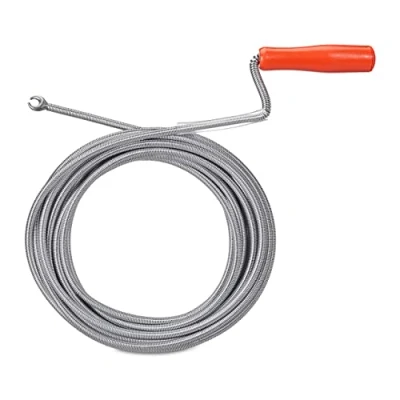 Image of Relaxdays Drain cleaning coil with claw, mechanical pipe cleaning, toilet, shower, sink, steel, 9mm x 10m, silver