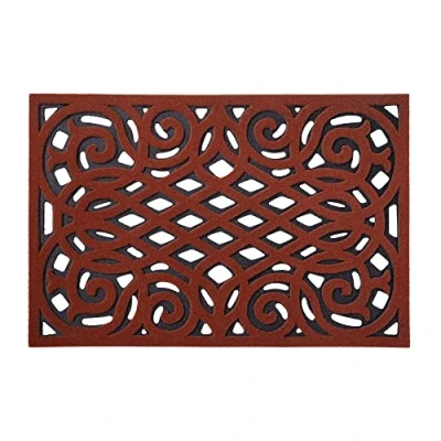 Image of Nicoman Recycled Barrier Doormat Scrape and Absorbent Rubber Non Slip Outdoor Drainage Door Mat, Regular (75x44cm), Terracotta