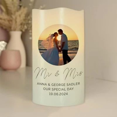 Image of Custom Personalised Photo Upload LED Candle Christmas, Wedding, Anniversary, Memorial