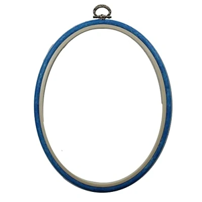 Image of Nurge Embroidery Flexi Hoop Cross Stitch Oval Display Blue #5 22cm x 27cm