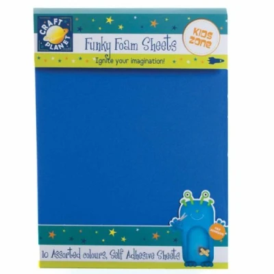 Image of Craft Planet 9 x 12 inch Self Adhesive Funky Foam Sheet, Pack of 10