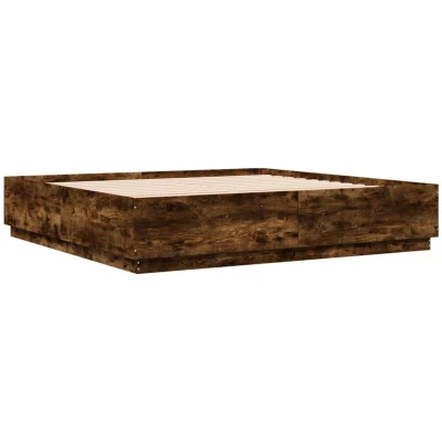 Image of vidaXL Bed Frame with LED without Mattress Smoked Oak 200x200 cm