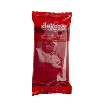 Image of Dekora Fondant Icing Red for Cake Decorating Modelling Sugar Paste Cakes &amp; Cupcakes Ready to Roll Smooth Texture, Easy Use Coloured Sugarpaste 250 g